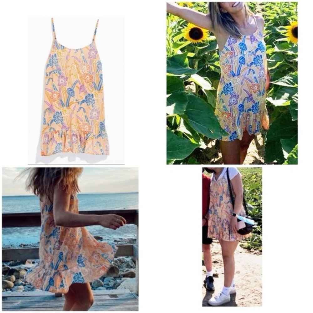 Urban Outfitters Peach Orange Print Sleeveless Boho Summer Mini Dress Medium M